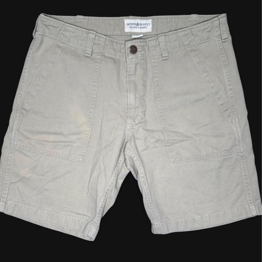 Ralph Lauren Denim & Supply Men Khaki Shorts Tan Size 32 Cotton Twill